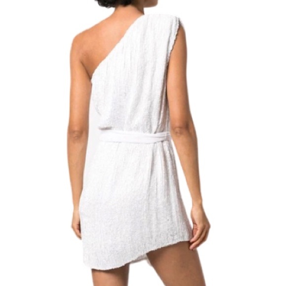 NWT Retrofete White Ella One Shoulder Sequin Mini Dress -Sz XL - Picture 2 of 15
